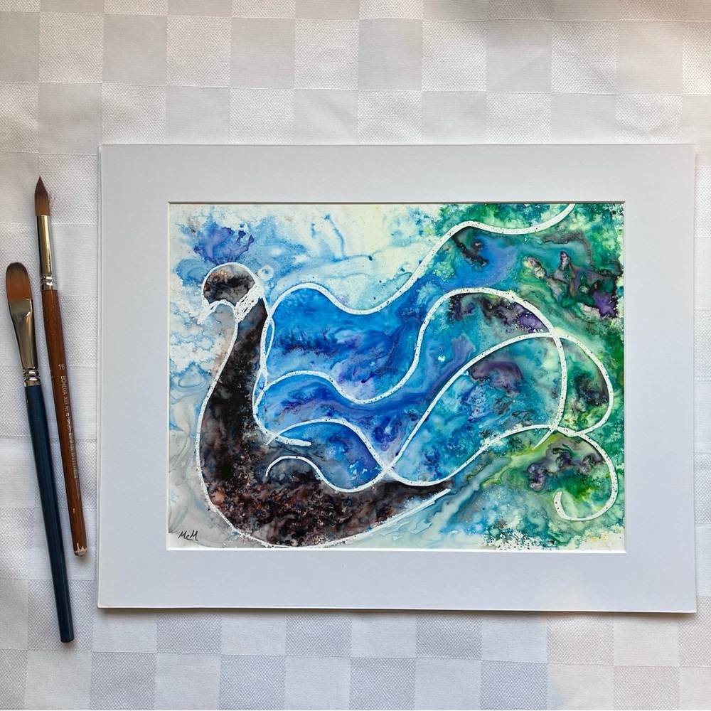 Colorful Abstract Peacock Watercolor Original Art Painting